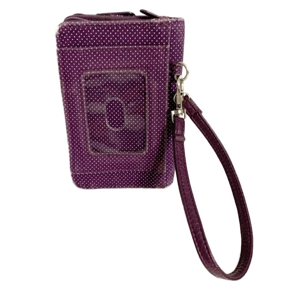 Thirty-one Cotton Purple Plum Gingham Pop White Polka Dot Wristlet Wallet 🟪⬜️